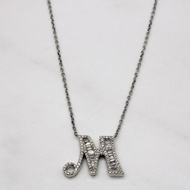 Diamond 'M' Initial Pendant Necklace | 0.50ctw | 18" |