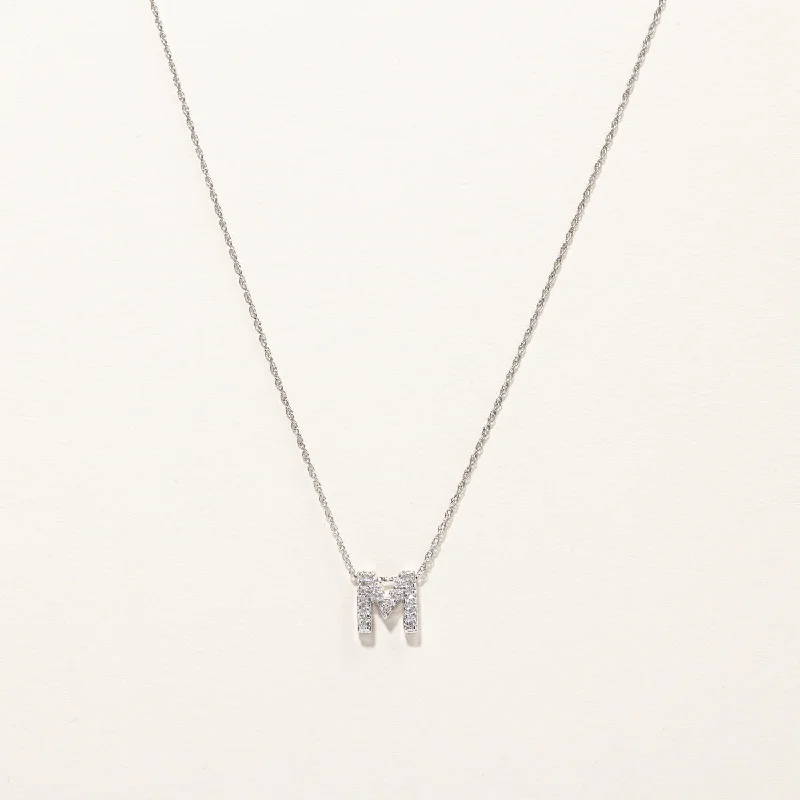 Diamond M Letter Pendant Necklace | 0.06ctw | 18"|