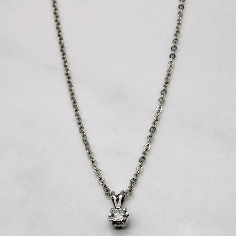 Solitaire Diamond Pendant Necklace | 0.13ct | 16" |