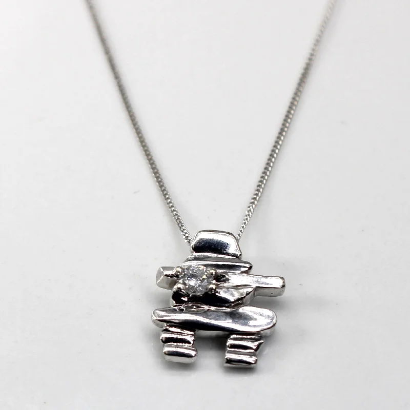 Premium Jewelry At Special Low Prices For A Limited Time Diamond Textured White Gold Pendant Necklace | 0.10ct | 18"|