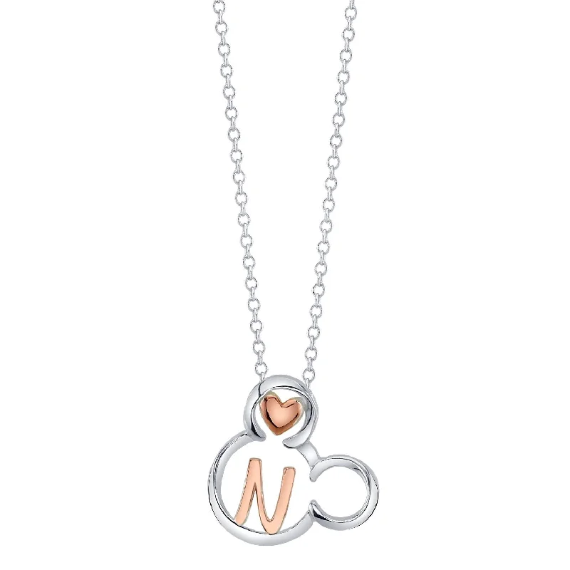 Get Your Favorite Jewelry At The Best Price Disney Sterling Silver 18-inch Initial Pendant; Initial N