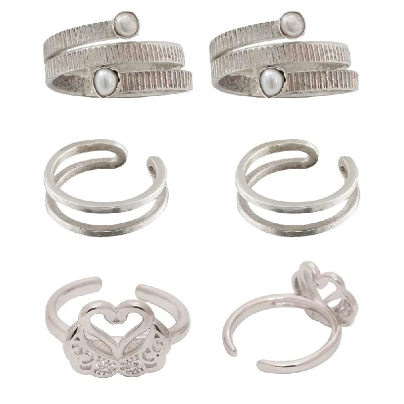 Affordable Luxury Jewelry For Every Occasion Set Of Three Silver Toe Rings (3)