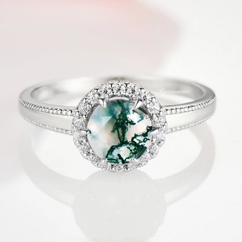 Delicate Crystal Jewelry For Sophisticated Charm Ella Green Moss Agate Ring- Sterling Silver