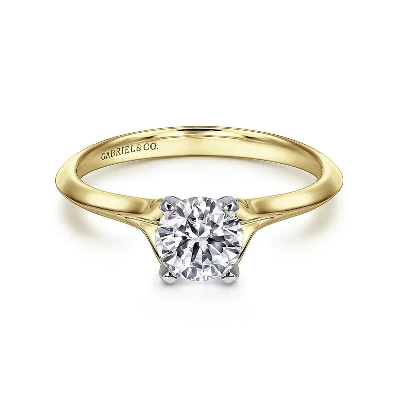 Limited-Time Jewelry Sale – Elegant Styles At Less Ellis - 14K White-Yellow Gold Round Diamond Engagement Ring (Setting Only)