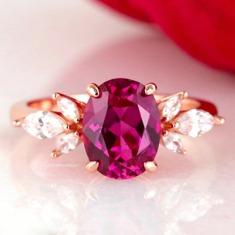 High-Quality Gemstone Jewelry For Special Occasions Eva Rubellite Tourmaline Ring- 14K Rose Gold Vermeil