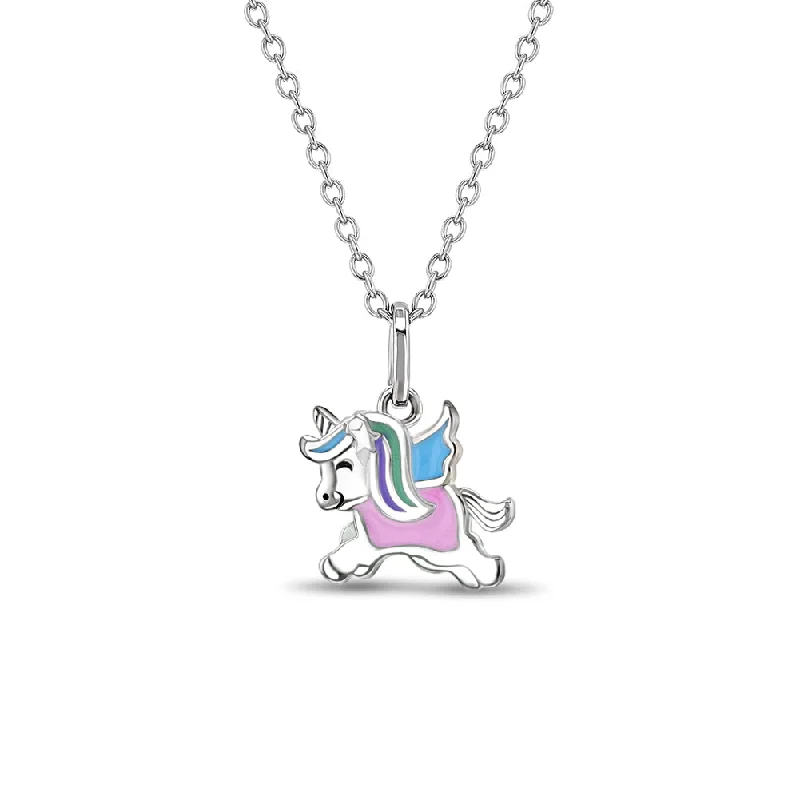 Fashion-Forward Jewelry At Exclusive Discounts Flying Unicorn Toddler/Kids/Girls Necklace Enamel - Sterling Silver Fashion-Forward Jewelry At Exclusive Discounts Flying Unicorn Toddler/Kids/Girls Necklace Enamel - Sterling Silver
