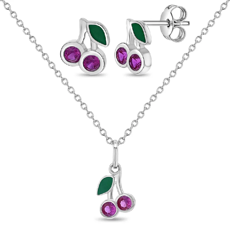 Elevate Your Jewelry Collection With Limited-Time Savings Glittering Cherries Kids / Children's / Girls Jewelry Set - Sterling Silver