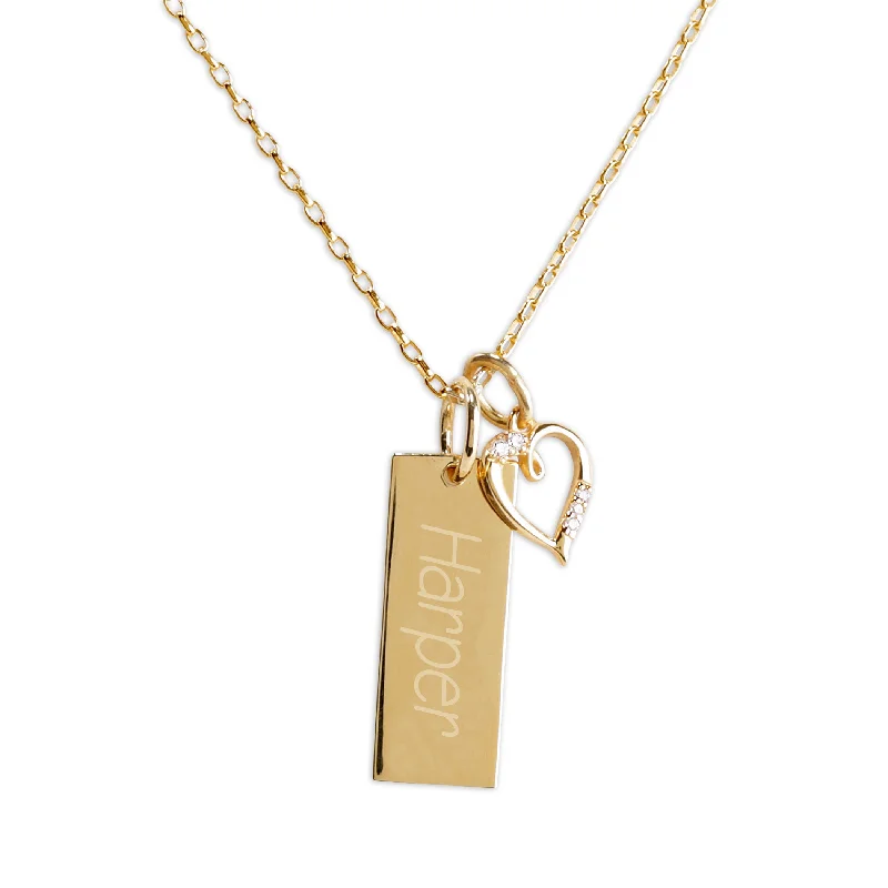 Bestselling Jewelry At Special Promotional Rates Girls Gold-Plated Bar Necklace with Heart - Engraveable Bestselling Jewelry At Special Promotional Rates Girls Gold-Plated Bar Necklace with Heart - Engraveable