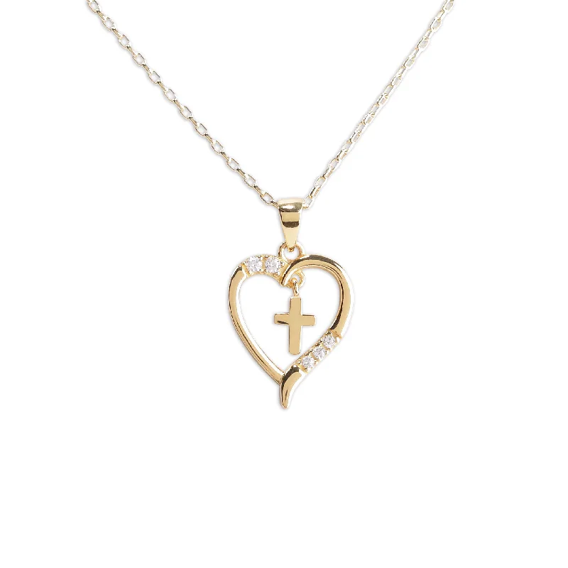 Grab Your Dream Jewelry At The Lowest Prices Gold-Plated Children's Dancing Cross Heart Necklace Grab Your Dream Jewelry At The Lowest Prices Gold-Plated Children's Dancing Cross Heart Necklace