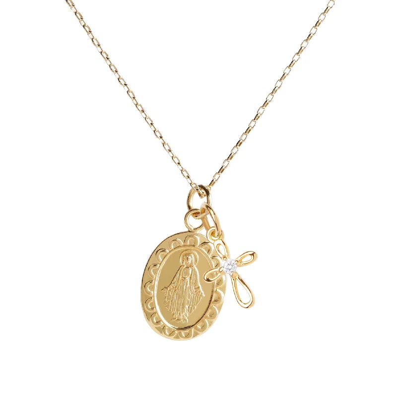 Flash Sale On Exquisite Jewelry – Don't Miss Out Gold-Plated Miraculous Medal with Cross Necklace for First Communion Flash Sale On Exquisite Jewelry – Don't Miss Out Gold-Plated Miraculous Medal with Cross Necklace for First Communion