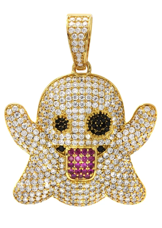 Shop Jewelry That Shines Without The High Price Gold Plated Ghost Emoji Pendant | 18.2 Grams