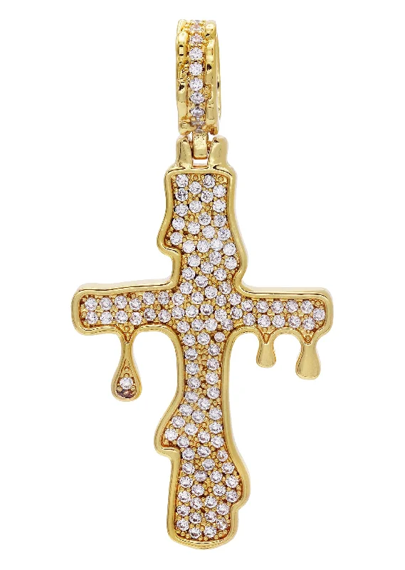 Get Ready To Sparkle – Special Jewelry Discounts Gold Plated Melting Cross Pendant | 10.9 Grams
