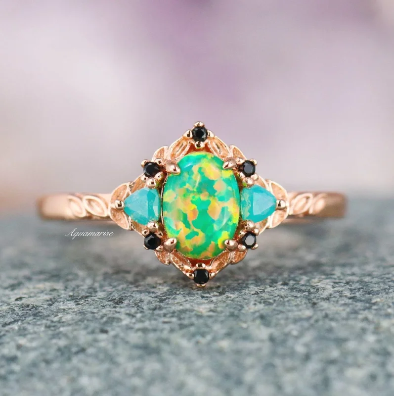 Trending Jewelry Styles Now At Limited-Time Discounts Green Fire Opal & Opalescent Sapphire Leaf Ring- 14K Rose Gold Vermeil Trending Jewelry Styles Now At Limited-Time Discounts Green Fire Opal & Opalescent Sapphire Leaf Ring- 14K Rose Gold Vermeil