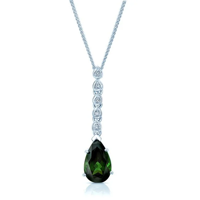 Must-Have Jewelry At Unbelievable Discounts Green Tourmaline And Diamond Pendant In 14k White Gold Must-Have Jewelry At Unbelievable Discounts Green Tourmaline And Diamond Pendant In 14k White Gold