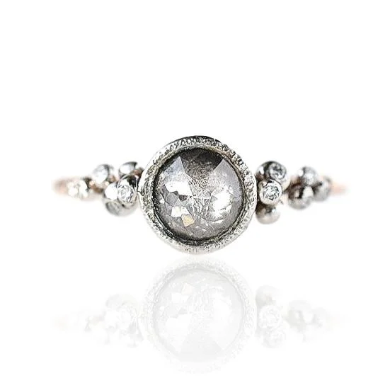 Fashion-Forward Jewelry At Exclusive Discounts Grey Rose Cut Salted Engagement Ring