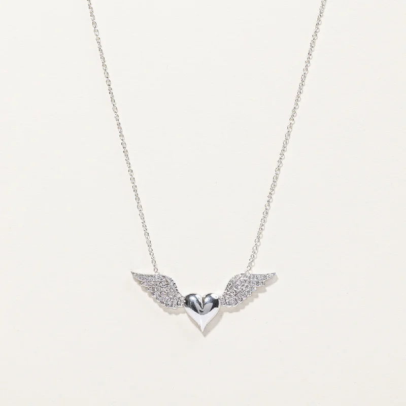 Heart with Wings Diamond Necklace | 0.40ctw | 16"|