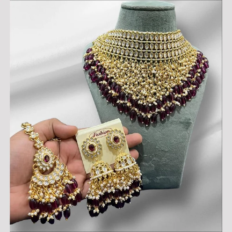 Handcrafted Jewelry Sale – Unique Designs At Low Prices Hira Collections Gold Plated Kundan Stone And Beads Necklace Set