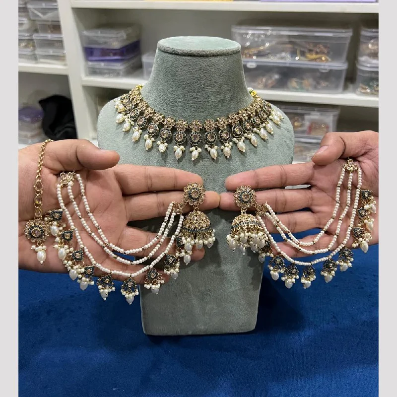 Premium Jewelry Now Available At Special Discounts Hira Collections Gold Plated Kundan Stone And Pearls Necklace Set