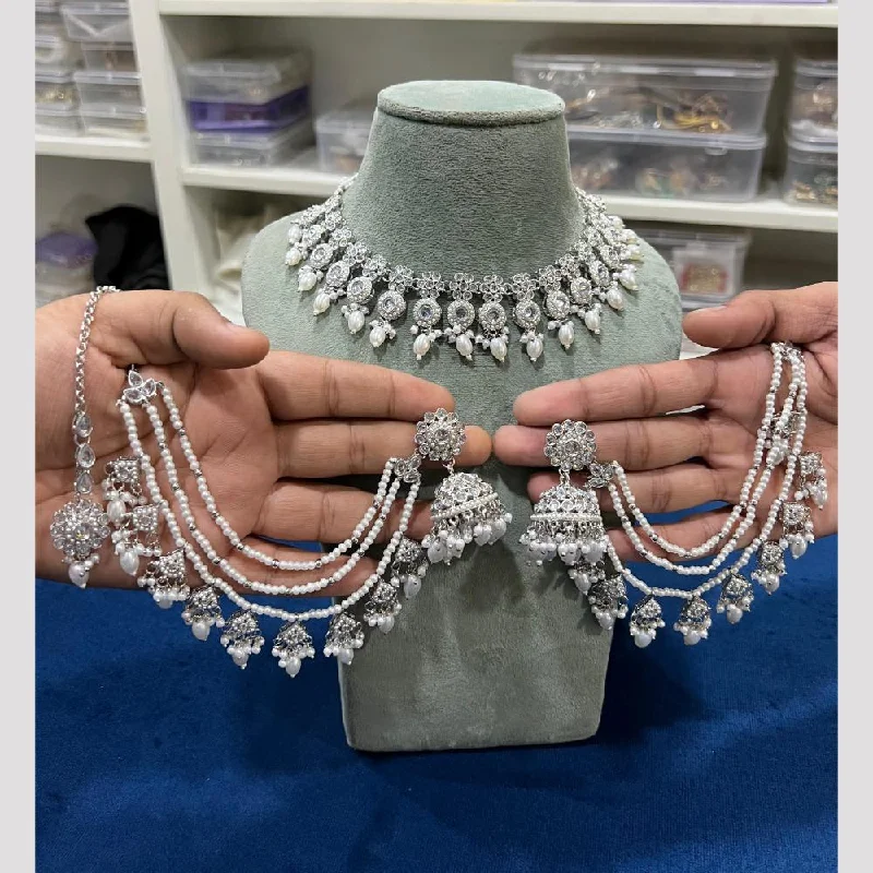 Flash Sale On Stunning Jewelry – Don't Miss Out Hira Collections Silver Plated Kundan Stone And Pearls Necklace Set