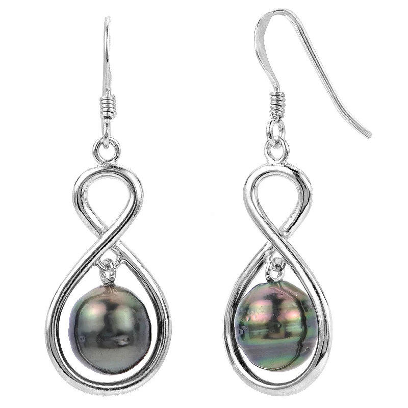 Exclusive Jewelry Markdowns – Limited-Time Offer IMPERIAL STERLING SILVER INFINITY TAHITIAN PEARL DANGLE EARRINGS