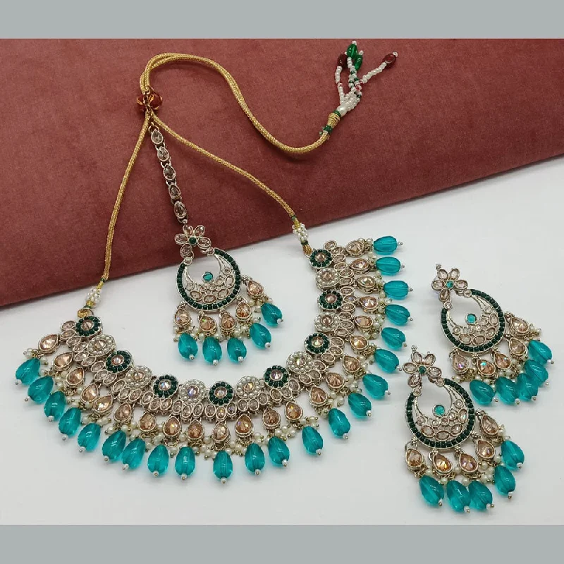 Handcrafted Jewelry Sale – Unique Designs At Low Prices India Art Gold Plated Crystal Stone And Beads Necklace Set