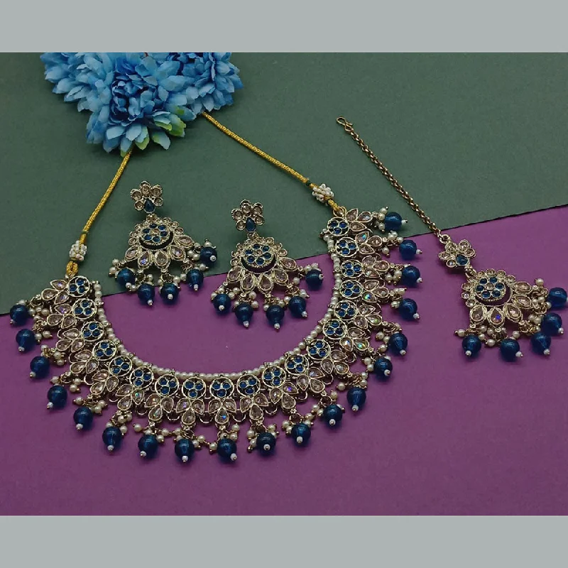 Exclusive Jewelry Offers – Sparkle For Less India Art Gold Plated Crystal Stone And Beads Necklace Set
