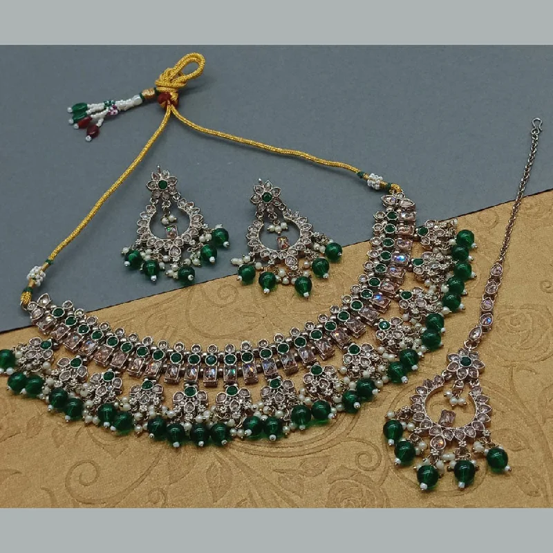 Premium Jewelry Now Available At Special Discounts India Art Gold Plated Crystal Stone And Beads Necklace Set
