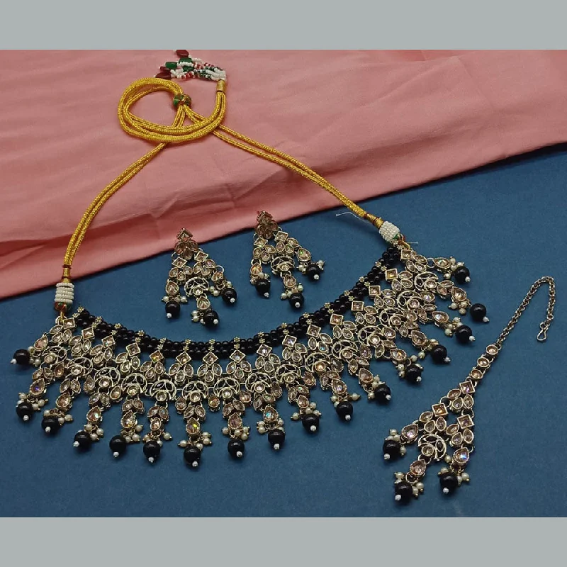 Seasonal Jewelry Deals – Elevate Your Style India Art Gold Plated Crystal Stone And Beads Necklace Set