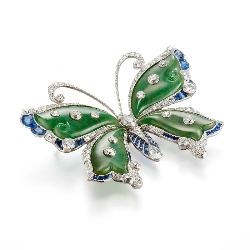 Your Dream Jewelry At Dream Prices Green Jade & Diamond Butterfly Brooch