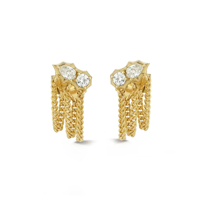 Premium Jewelry, Premium Discounts – Act Fast 18K Gold "Posey" Diamond Chain Loop Post Earrings Premium Jewelry, Premium Discounts – Act Fast 18K Gold "Posey" Diamond Chain Loop Post Earrings