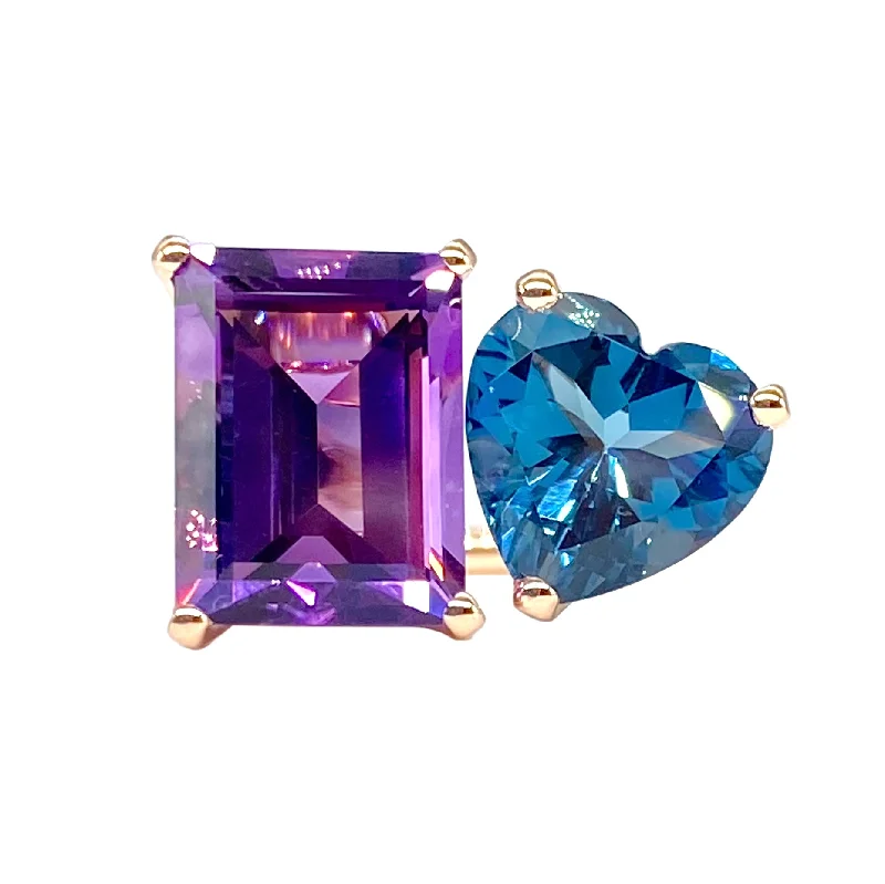 Premium Diamond Jewelry At Once-In-A-Lifetime Discounts Bold 2-Stone Ring with Amethyst & London Blue Topaz