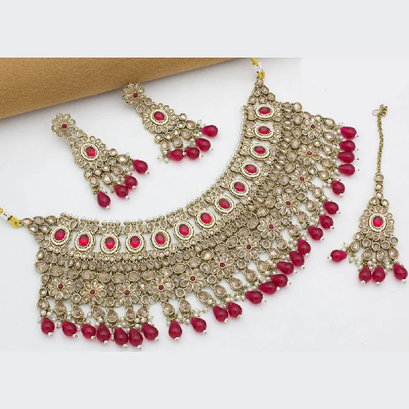 Bestselling Jewelry At Special Promotional Rates Kavita Art Gold Plated Crystal Stone And Pearls Necklace Set