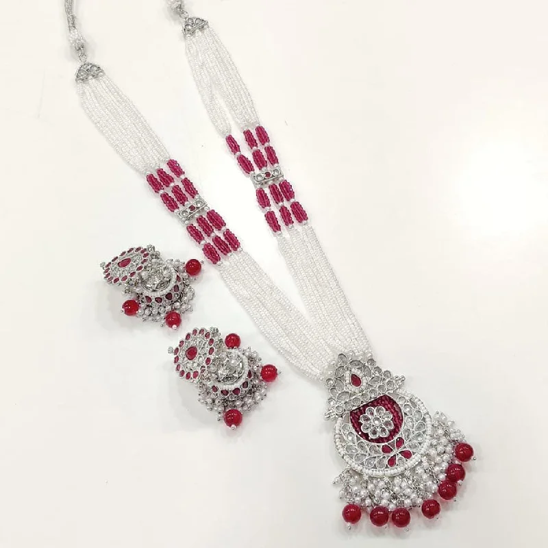 Personalized Jewelry Sale – Meaningful Gifts At Great Prices Kavita Art Silver Plated Crystal Stone And Pearl Long Necklace Set (1 Set Only)