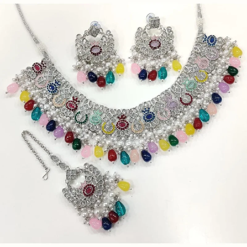 Fashion-Forward Jewelry At Incredible Prices Kavita Art Silver Plated Crystal Stone Necklace Set (1 Set OnLy)
