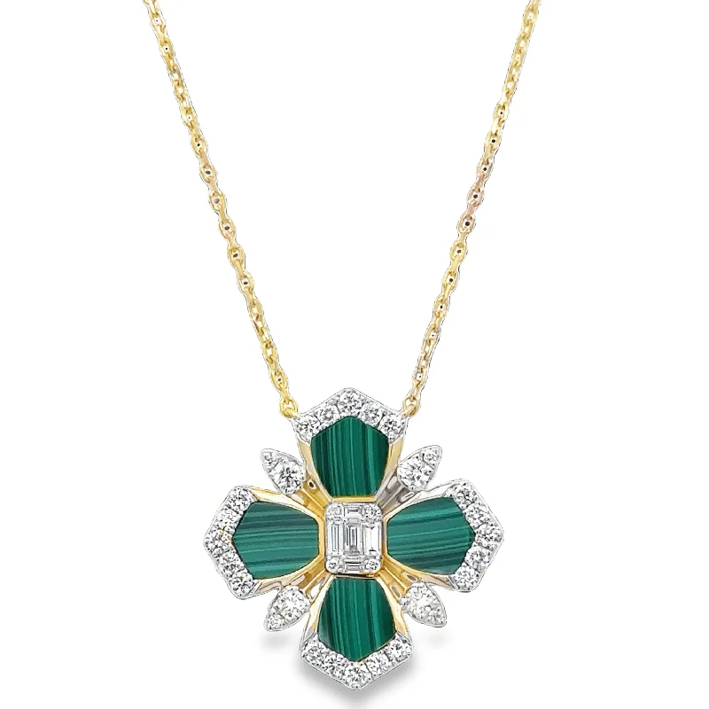 Breathtaking Jewelry, Breathtaking Prices Malachite and Diamond Pendant in Yellow Gold Breathtaking Jewelry, Breathtaking Prices Malachite and Diamond Pendant in Yellow Gold