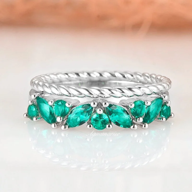 The Jewelry Sale You've Been Waiting For Is Here Willow Emerald Ring Set- Sterling Silver
