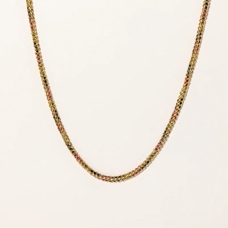 Elegant Designs, Unbeatable Discounts – Shop Jewelry Now Multi Gemstone Bezel Set Necklace | 4.04ctw | 17" |