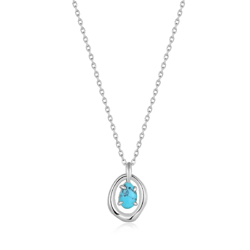 Premium Diamond Jewelry For Unforgettable Moments Turquoise Wave Circle Pendant Necklace Premium Diamond Jewelry For Unforgettable Moments Turquoise Wave Circle Pendant Necklace