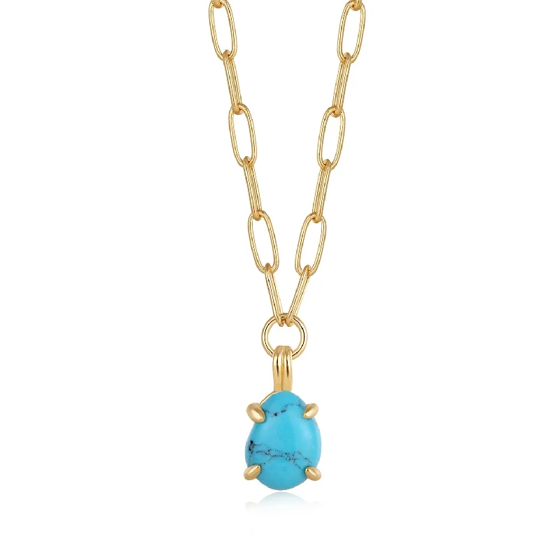 Dainty Floral Jewelry For Feminine Elegance Turquoise Chunky Chain Drop Pendant Necklace Dainty Floral Jewelry For Feminine Elegance Turquoise Chunky Chain Drop Pendant Necklace