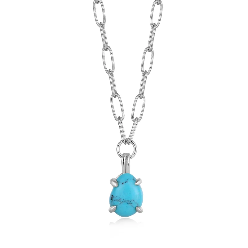 Eco-Friendly Sustainable Jewelry For Conscious Buyers Turquoise Chunky Chain Drop Pendant Necklace Eco-Friendly Sustainable Jewelry For Conscious Buyers Turquoise Chunky Chain Drop Pendant Necklace