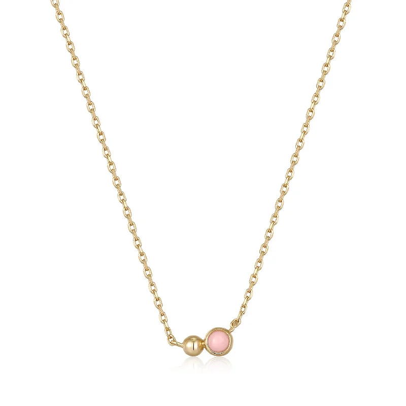 Handmade Pearl Jewelry For Timeless Elegance Gold Orb Rose Quartz Pendant Necklace