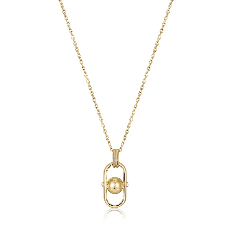 Affordable Gold-Plated Jewelry For Modern Fashion Gold Orb Link Drop Pendant Necklace Affordable Gold-Plated Jewelry For Modern Fashion Gold Orb Link Drop Pendant Necklace
