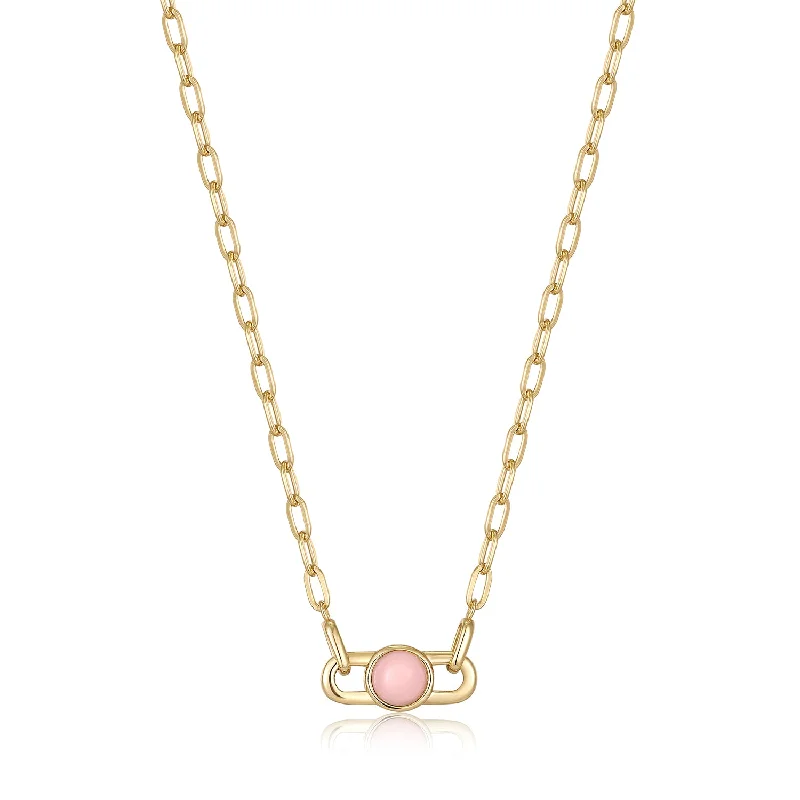 Affordable Glamour – Must-Have Jewelry At Special Rates Gold Orb Rose Quartz Link Necklace