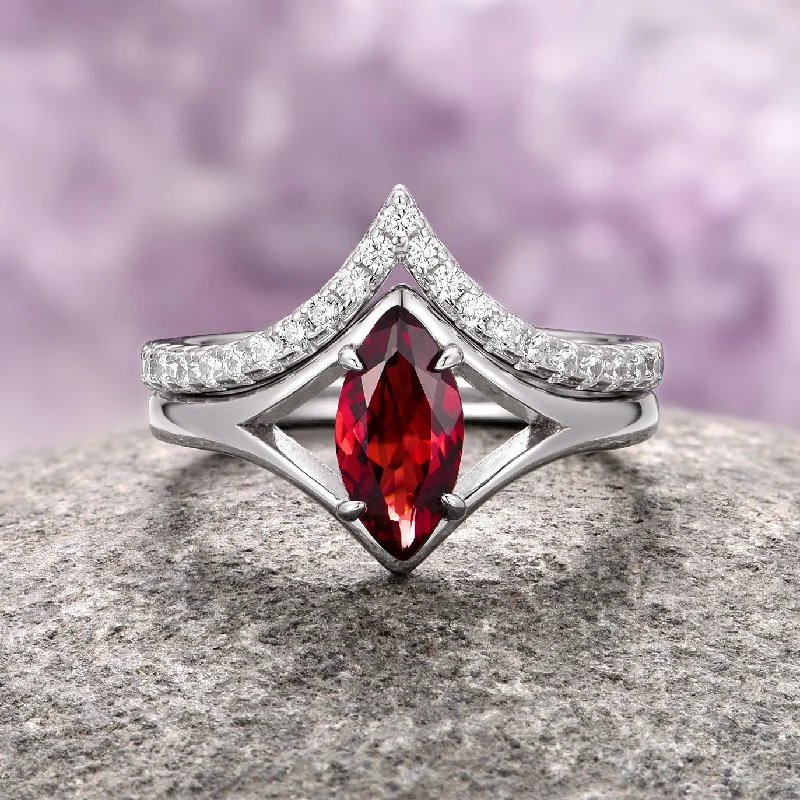 Luxury Jewelry Sale – Sparkle For Less Natural Red Garnet Marquise Ring Set- Sterling Silver Luxury Jewelry Sale – Sparkle For Less Natural Red Garnet Marquise Ring Set- Sterling Silver