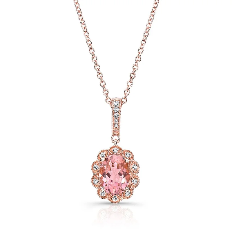 Timeless Beauty, Unbeatable Deals – Jewelry Sale On Oval Pink Tourmaline And Diamond Halo Pendant In 14k Yellow Gold (8x6mm) Timeless Beauty, Unbeatable Deals – Jewelry Sale On Oval Pink Tourmaline And Diamond Halo Pendant In 14k Yellow Gold (8x6mm)