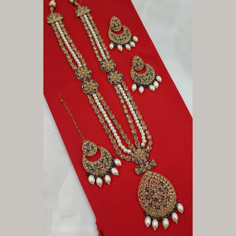 Discounted Jewelry For A Glamorous Look Padmawati Bangles Gold Plated Crystal Stone And Pearls Long Necklace Set