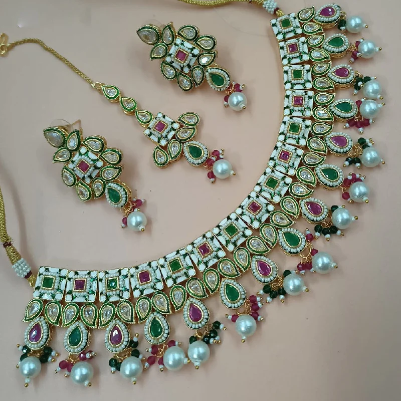 Exclusive Jewelry Discounts – Shop Now For Savings Padmawati Bangles Gold Plated Crystal Stone And Pearls Necklace Set