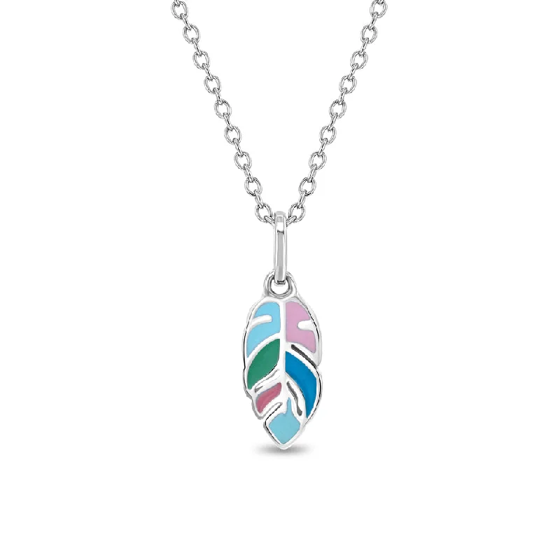 Elegant Jewelry At Unbeatable Prices – Shop Today Pastel Feather Kids / Children's / Girls Pendant/Necklace Enamel - Sterling Silver
