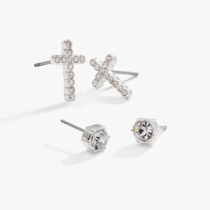 Sparkle More For Less – Jewelry Sale Happening Now Pavé Cross Earrings, Set of 2