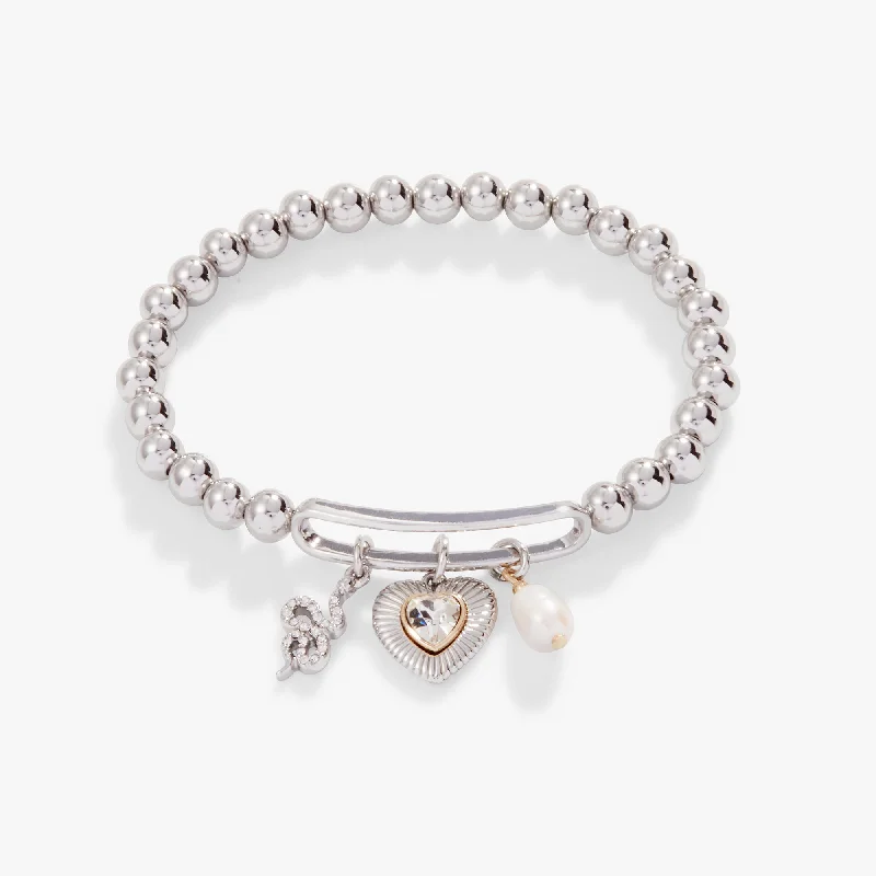 Timeless Beauty, Unbeatable Deals – Jewelry Sale On Pavé Heart + Pearl Stretch Bracelet